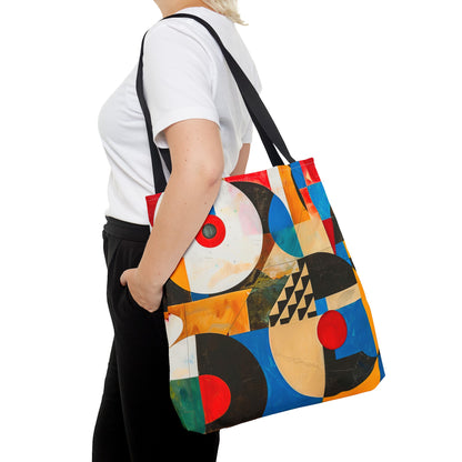 Vibrant Retro Abstract Art Tote Bag Durable Polyester with Cotton Straps Available in 3 Sizes