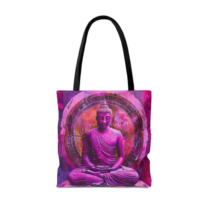 Vibrant Spiritual Buddhist Art Tote Bag Durable Polyester with Cotton Straps Available in 3 Sizes