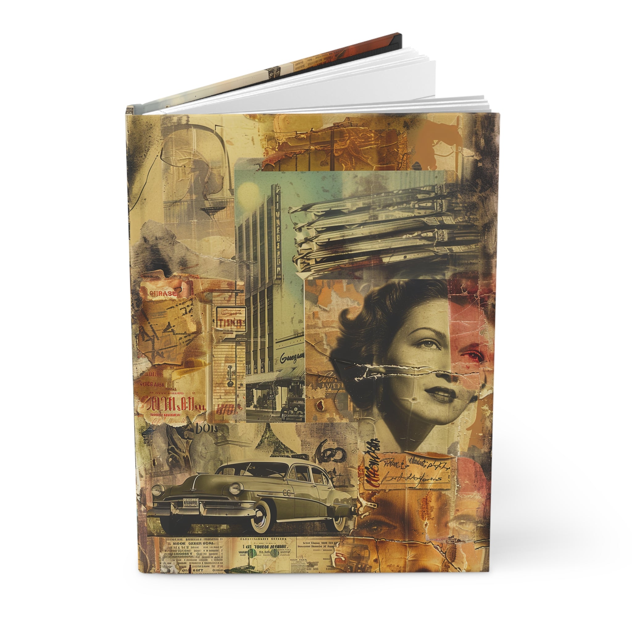 Vintage Antique Magazine Clipping Style Hardcover Journal for Writing & Sketching Matte Finish